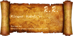 Ringer Rabán névjegykártya